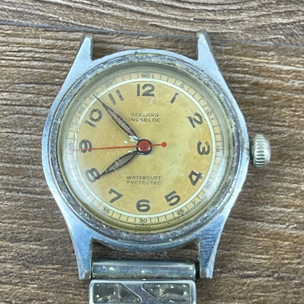 Vtg SEELAND INCABLOC Waterdust Protected Mechanical Watch PARTS/REPAIR